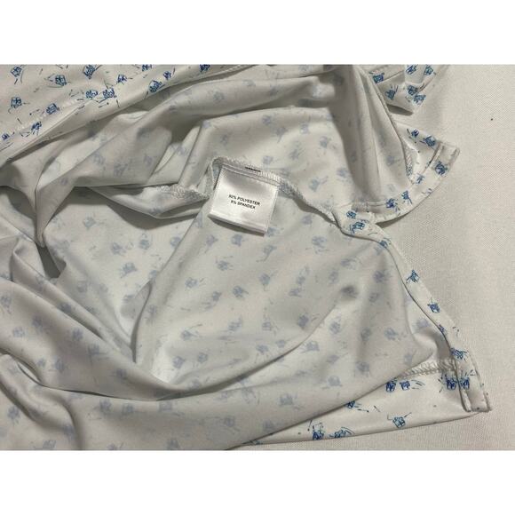 Peter Millar Polo Shirt Size 2XL White Blue Patterned Summer Comfort Golf Style - Picture 4 of 11